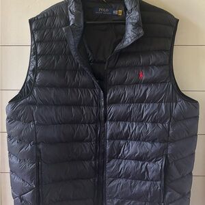 Ralph Lauren Black Quilted Vest with Stand-Up Collar